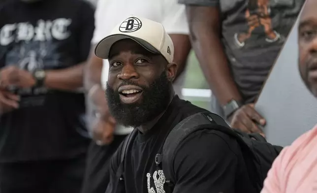 Al Glay speaks at Philly Cuts in Philadelphia, Friday, Aug. 21, 2026, during a discussion facilitated by Win With Black Men. (AP Photo/Matt Rourke)