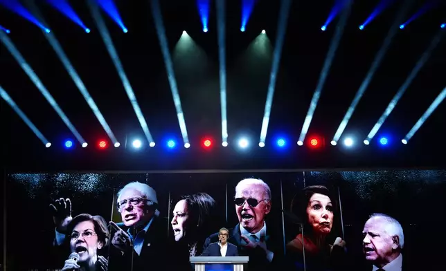 Adam Carolla, host of The Adam Carolla Show, speaks at the Republican convention, Wednesday, Sept. 9, 2026, in Dallas. (AP Photo/Julia Demaree Nikhinson)