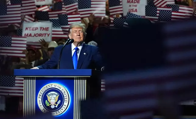 President Donald Trump speaks at the Republican convention, Wednesday, Sept. 9, 2026, in Dallas. (AP Photo/Julia Demaree Nikhinson)