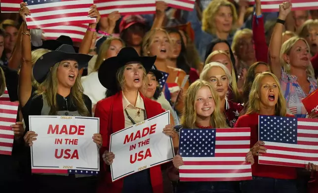 Attendees cheer during the Republican convention Wednesday, Sept. 9, 2026, in Dallas. (AP Photo/Julio Cortez)