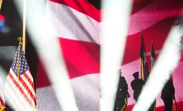 The Honor Guard departs the stage at the Republican convention, Wednesday, Sept. 9, 2026, in Dallas. (AP Photo/Julia Demaree Nikhinson)