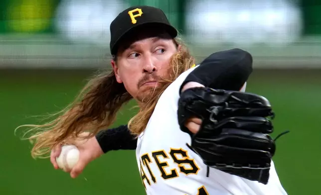 Pittsburgh Pirates' Lake Bachar delivers during the first inning of a baseball game against the St. Louis Cardinals in Pittsburgh, Wednesday, Sept. 23, 2026. (AP Photo/Gene J. Puskar)