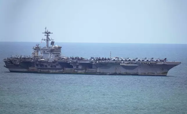 The U.S. Navy aircraft carrier USS Abraham Lincoln arrives at the port in Laem Chabang, Chonburi, Thailand Wednesday, Sept. 2, 2026. (AP Photo/Sakchai Lalit)