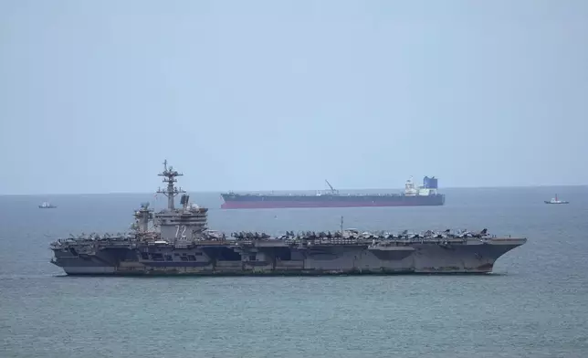 The U.S. Navy aircraft carrier USS Abraham Lincoln arrives at the port in Laem Chabang, Chonburi, Thailand, Wednesday, Sept. 2, 2026. (AP Photo/Sakchai Lalit)