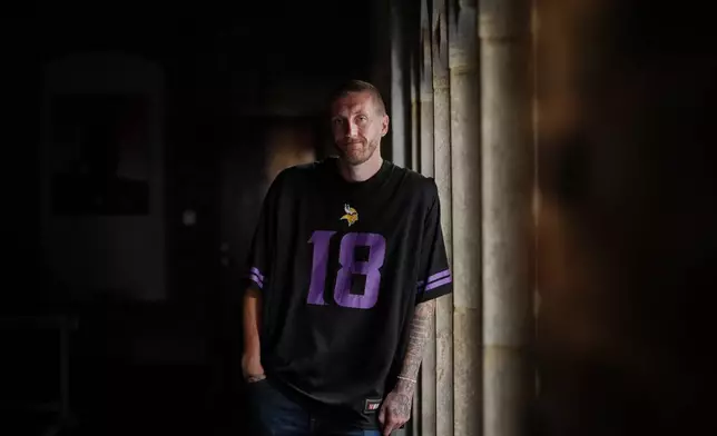 Josh McMillen, who was formerly incarcerated at the Minnesota Correctional Facility in Lino Lakes, Minn., stands for a portrait at the office of the Minnesota Incarcerated Workers Organizing Committee, Tuesday, Sept. 15, 2026, in St. Paul, Minn. (AP Photo/Ellen Schmidt)