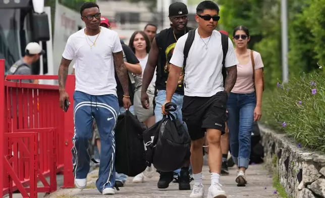 American service members of the USS Abraham Lincoln strike group arrive at a hotel in Pattaya, Thailand, Wednesday, Sept. 2, 2026. (AP Photo/Sakchai Lalit)