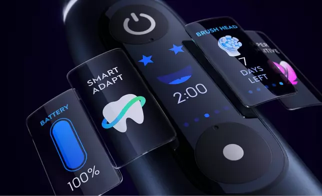 The Oral-B iO9 features an interactive color display that tracks your brushing time, shows a two-minute timer, lets you cycle through cleaning modes, and greets you with a smile when you finish.
