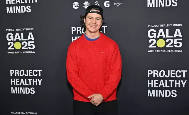 FILE - Lukas Forchhammer of the band Lukas Graham appears at th World Mental Health Day Gala in New York on Oct. 9, 2025. (Photo by Evan Agostini/Invision/AP, File)