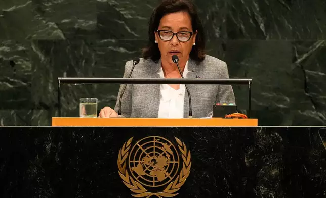 Marshall Islands' President Hilda Heine speaks during the 81st session of the United Nations General Assembly at United Nations headquarters, Friday, Sept. 25, 2026. (AP Photo/Seth Wenig)