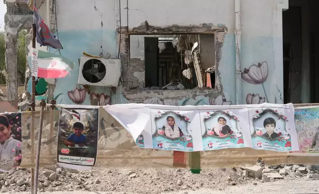 A general view of the school that was hit by a strike on Feb. 28, is seen in town of Minab in southern Iran, Saturday, Sept. 5, 2026. (AP Photo/Vahid Salemi)