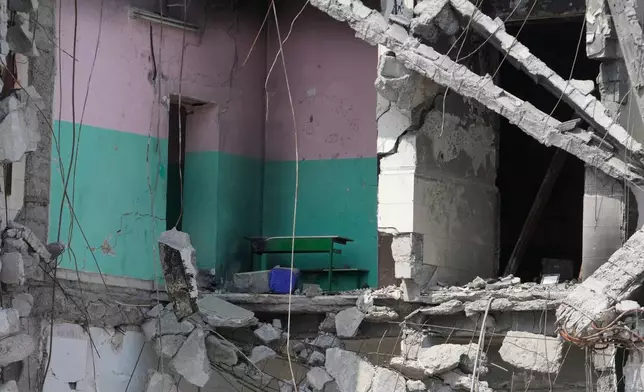 A general view of the school that was hit by a strike on Feb. 28, is seen in town of Minab in southern Iran, Saturday, Sept. 5, 2026. (AP Photo/Vahid Salemi)