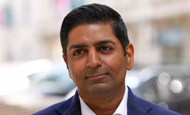 Safraz Maredia, global Head of Autonomous Mobility & Delivery at Uber, speaks to Associated Press in London, Tuesday, Sept. 1, 2026 as Uber officially launches the first hailable driverless cabs in London.(AP Photo/Frank Augstein)