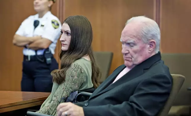 Defendant Lindsay Clancy and attorney Kevin Reddington listen to Judge William Sullivan declare a mistrial in Clancy's murder trial on Friday, Sept. 4, 2026, in Plymouth, Mass. (Greg Derr/The Patriot Ledger via AP, Pool)