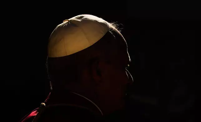 Pope Leo XIV arrives to meet French President Emmanuel Macron at the Elysee Palace as part of his four-day pastoral visit to France, Friday, Sept. 25, 2026. (AP Photo/Teresa Suarez, Pool)