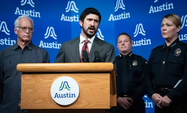 U.S. Rep. Greg Casar speaks during a news conference at Austin City Hall, Sept. 20, 2026, after a federal immigration agent shot and wounded a man in North Austin, Texas (Sara Diggins/The San Antonio Express-News via AP)