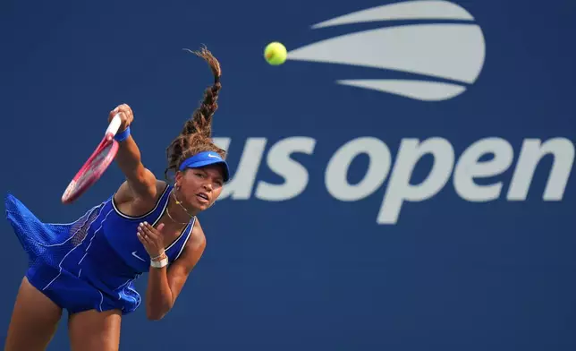 Thea Frodin, of the United States, serves the ball to Elena Rybakina, of Kazakhstan, during the first round of the U.S. Open tennis championships Tuesday, Sept. 1, 2026, in New York. (AP Photo/Kirsty Wigglesworth)