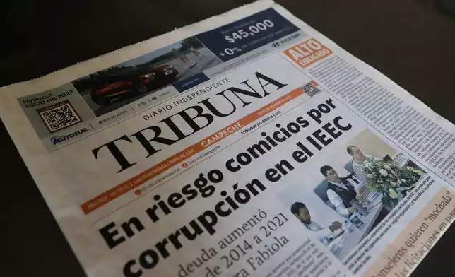 The last edition of the independent newspaper Tribuna, which closed on Jan. 18, 2024, in Campeche, Mexico, Thursday, Sept. 17, 2026. (AP Photo/Martin Zetina)