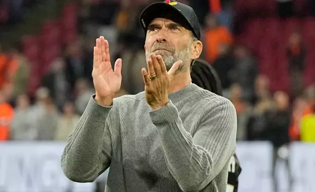 Germany's coach Jurgen Klopp walks off the pitch after the UEFA Nations League soccer match between the Netherlands and Germany in Amsterdam, Netherlands, Thursday, Sept. 24, 2026. (AP Photo/Martin Meissner)