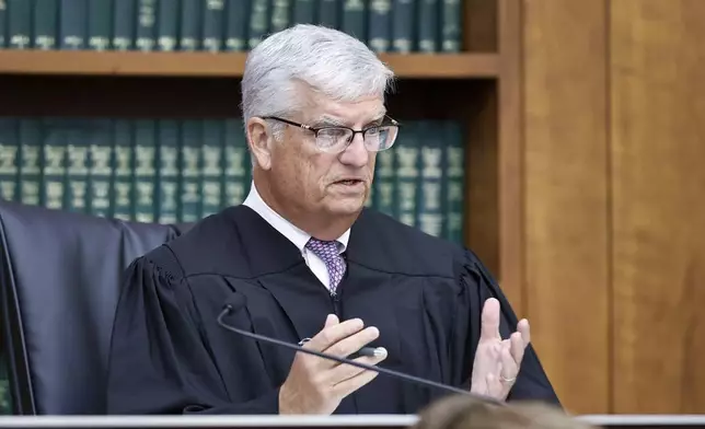 Judge William Sullivan listens to an argument by Kevin Reddington on a motion to dismiss the case as the Lindsay Clancy murder trial continues, Tuesday, Sept. 29, 2026, during a hearing set to determine the next steps after a mistrial was declared on Sept. 4th, in Plymouth, Mass. (Greg Derr/The Patriot Ledger via AP, Pool)