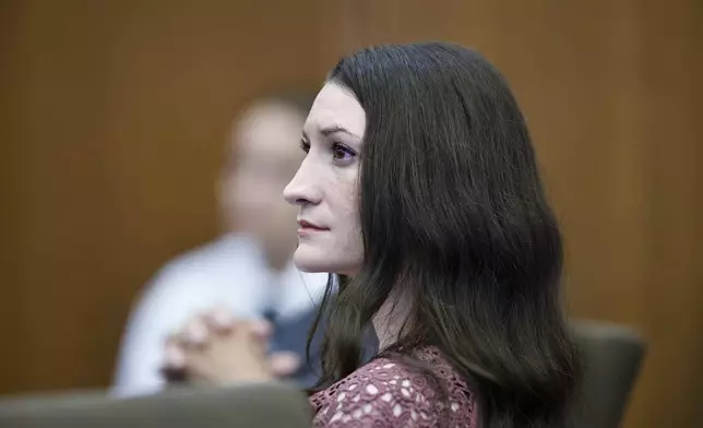Lindsay Clancy sits in Plymouth Superior Court, Tuesday, Sept. 29, 2026, during a hearing set to determine the next steps after a mistrial was declared on Sept. 4th, in Plymouth, Mass. (Greg Derr/The Patriot Ledger via AP, Pool)