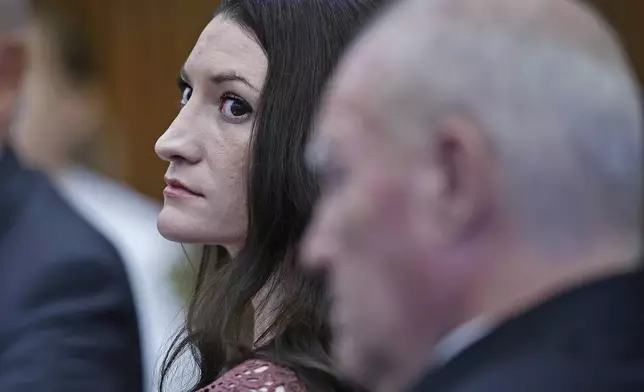 Defendant Lindsay Clancy listens to a motion in court while seated next to her attorney Kevin Reddington, Tuesday, Sept. 29, 2026, during a hearing set to determine the next steps after a mistrial was declared on Sept. 4th, in Plymouth, Mass. (Greg Derr/The Patriot Ledger via AP, Pool)