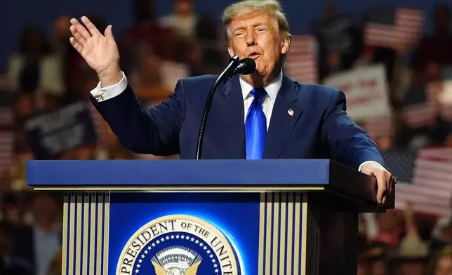 President Donald Trump speaks at the Republican convention, Wednesday, Sept. 9, 2026, in Dallas. (AP Photo/Julia Demaree Nikhinson)