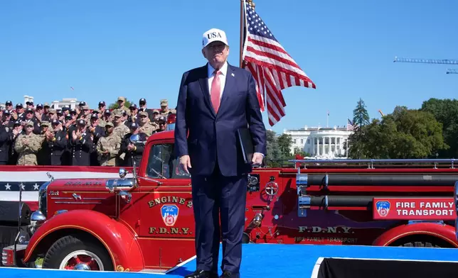President Donald Trump arrives to speak during the Tunnel to Towers Foundation event for the 25th Anniversary of 9/11, on the Ellipse near the White House in Washington, Tuesday, Sept. 8, 2026. (AP Photo/Jacquelyn Martin)