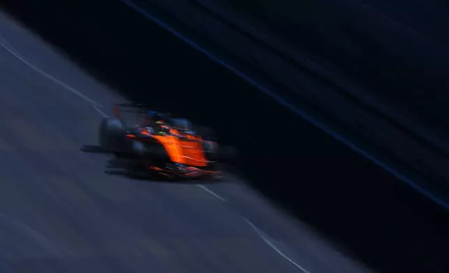 McLaren driver Oscar Piastri of Australia steers his car during the third free practice ahead of the Spanish Formula One Grand Prix in Madrid, Saturday, Sept. 12, 2026. (AP Photo/Manu Fernandez)