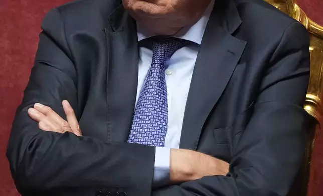 Italian Minister of Environment and Energy Security Gilberto Pichetto Fratin attends a debate prior to a vote to give the final approval to legislation paving the way for the eventual return of nuclear energy to Italy, in Rome, Wednesday, Sept. 23, 2026. (AP Photo/Andrew Medichini)
