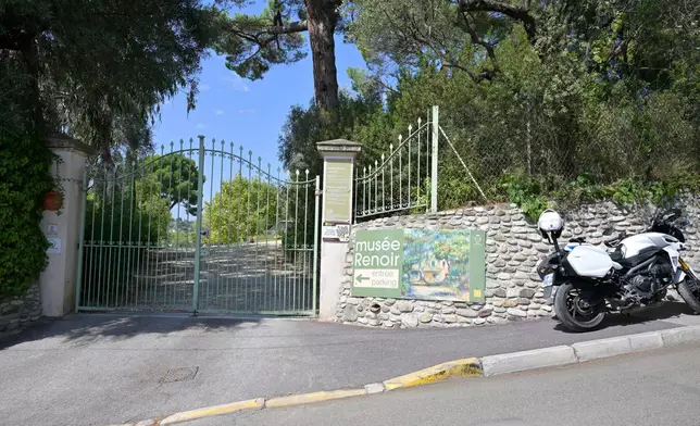 The entrance of the Renoir Museum where thieves stole four valuable Renoir paintings, in Cagnes-sur-Mer, Tuesday, Sept. 8, 2026. (AP Photo/Philippe Magoni)