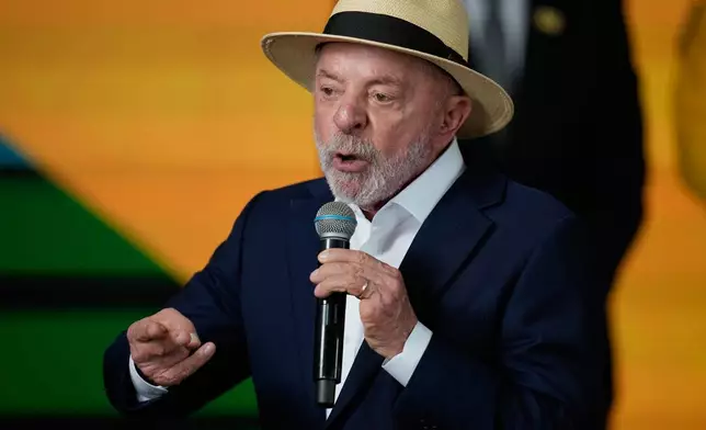 Brazilian President Luiz Inacio Lula da Silva speaks during a ceremony to announce a new security plan to combat organized crime in Rio de Janeiro, Friday, Sept. 18, 2026. (AP Photo/Silvia Izquierdo)