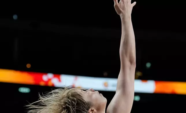 Japan's Nanako Todo in action during the Women's Basketball World Cup qualification playoff between Hungary and Japan in Berlin, Tuesday Sept. 8, 2026. (AP Photo/Ebrahim Noroozi)