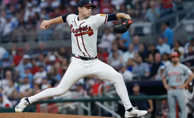 Atlanta Braves pitcher JR Ritchie delivers to a Cincinnati Reds batter during the first inning of a baseball game, Tuesday, Sept. 22, 2026, in Atlanta. (AP Photo/Erik S. Lesser)