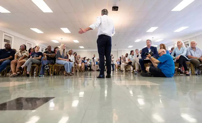 California Gov. Gavin Newsom speaks to supporters during a campaign event at the Brookland-Lakeview Empowerment Center, Friday, Sept. 4, 2026, in West Columbia, S.C. (AP Photo/Mic Smith)