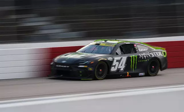Ty Gibbs steers down the front stretch during a NASCAR Cup Series auto race Sunday, Sept. 6, 2026, in Darlington, S.C. (AP Photo/Matt Kelley)