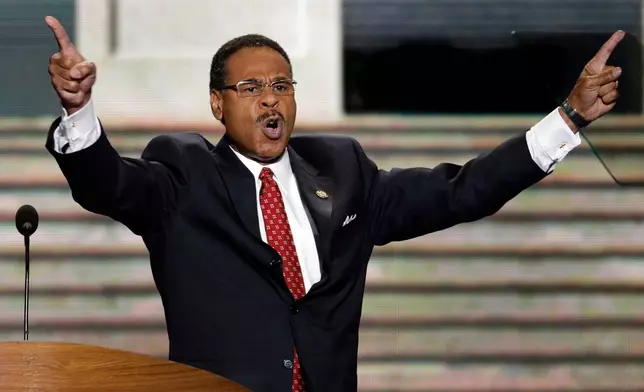 FILE - Rep. Emanuel Cleaver, D-Mo., addresses the Democratic National Convention in Charlotte, N.C., on Sept. 5, 2012. (AP Photo/J. Scott Applewhite, File)