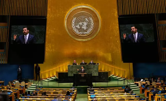 Iraq's Prime Minister Ali al-Zaidi speaks during the 81st session of the United Nations General Assembly at United Nations headquarters, Friday, Sept. 25, 2026. (AP Photo/Seth Wenig)