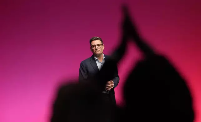 Britain's Prime Minister Andy Burnham delivers his Leader's Speech during the Labour Party Conference in Liverpool, England, Tuesday, Sept. 29, 2026. (AP Photo/Jon Super)