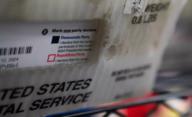 FILE - Vote-by-mail ballots for the presidential primary election are seen on March 12, 2024, at the Clark County Elections Office in Vancouver, Wash. (AP Photo/Jenny Kane, File)