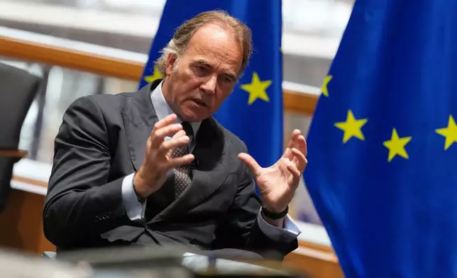 European Union Counter-Terrorism Coordinator Bartjan Wegter speaks during an interview with The Associated Press in Brussels, Thursday, Sept. 3, 2026. (AP Photo/Virginia Mayo)