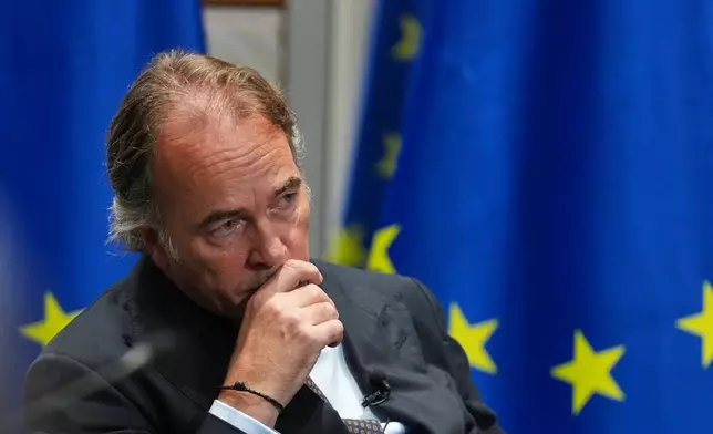 European Union Counter-Terrorism Coordinator Bartjan Wegter pauses before answering questions during an interview with The Associated Press in Brussels, Thursday, Sept. 3, 2026. (AP Photo/Virginia Mayo)