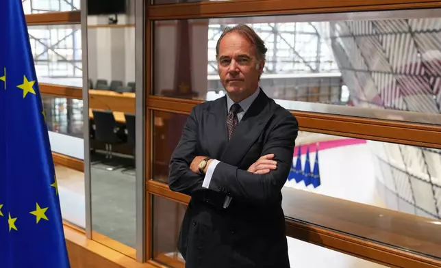 European Union Counter-Terrorism Coordinator Bartjan Wegter poses prior to an interview with The Associated Press in Brussels, Thursday, Sept. 3, 2026. (AP Photo/Virginia Mayo)