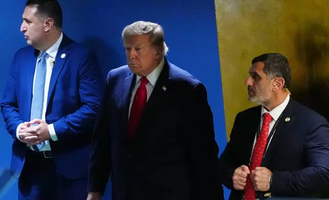 President Donald Trump arrives to speak to the United Nations General Assembly, Tuesday, Sept. 22, 2026, at the UN headquarters. (AP Photo/Julia Demaree Nikhinson)