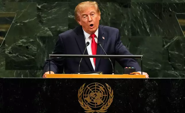 United States President Donald Trump speaks during the 81st session of the United Nations General Assembly at United Nations headquarters, Tuesday, Sept. 22, 2026. (AP Photo/Seth Wenig)