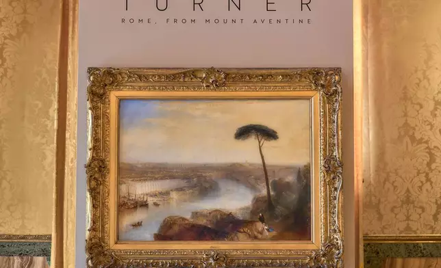 J.M.W. Turner's 1836 painting "Rome, from Mount Aventine," estimated at around 50 million pounds ($67 million), is displayed in Rome, Tuesday, Sept. 29, 2026, during a press preview at Palazzo Rondinini ahead of its auction by Sotheby's in London on Dec. 9. (AP Photo/Domenico Stinellis)