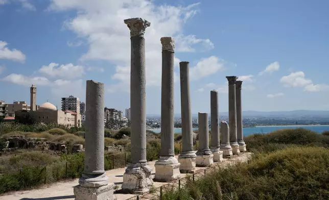 Roman-era columns stand at an archaeological site in the southern port city of Tyre, Lebanon, Thursday, Sept. 17, 2026. (AP Photo/Bilal Hussein)