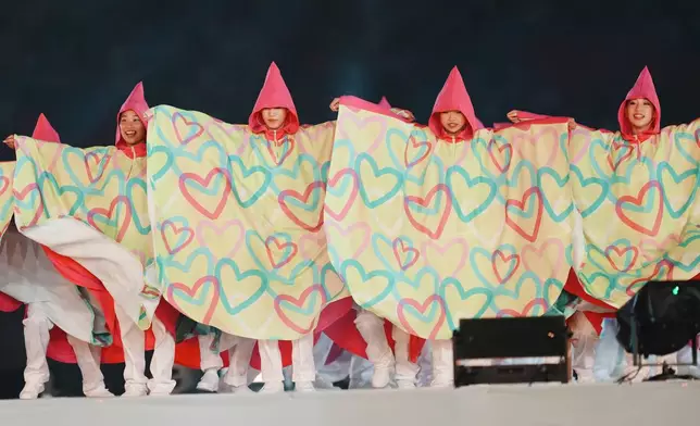 Dancers perform during the opening ceremony for the Asian Games in Nagoya, Japan, Saturday, Sept. 19, 2026. (AP Photo/Lee Jin-man)