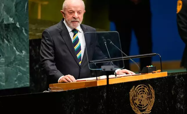Brazil's President Luiz Inácio Lula da Silva speaks during the 81st session of the United Nations General Assembly at United Nations headquarters, Tuesday, Sept. 22, 2026. (AP Photo/Yuki Iwamura)