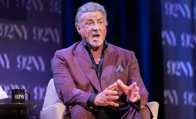 Actor Sylvester Stallone discusses his memoir "The Steps" at The 92nd Street Y on Monday, Sept. 28, 2026, in New York. (Photo by CJ Rivera/Invision/AP)