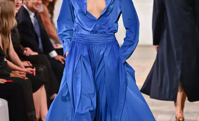 A model walks the runway during the Ralph Lauren Spring/Summer 2027 presentation as part of New York Fashion Week on Wednesday, Sept. 9, 2026, in New York. (Photo by Evan Agostini/Invision/AP)